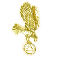 14K Gold Pendant, Eagle Holding Alcoholics Anonymous AA Symbol with Diamond Cut Accents