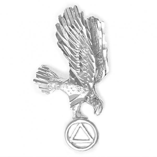 Sterling Silver Pendant, Eagle Holding Alcoholics Anonymous AA Symbol