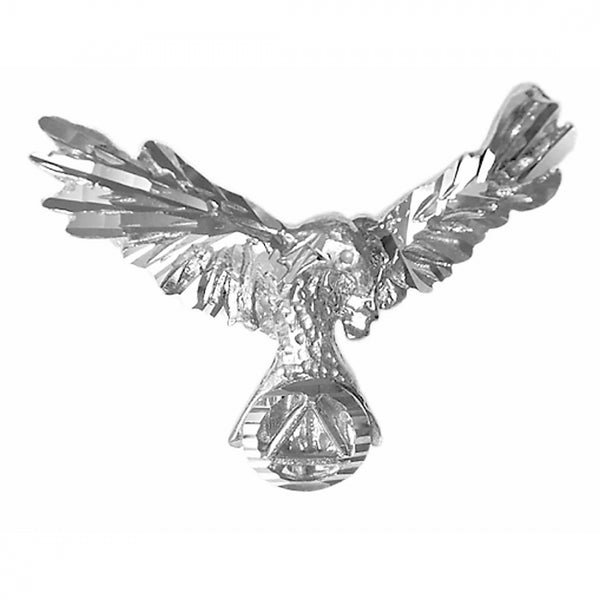 Sterling Silver Pendant, Alcoholics Anonymous AA Symbol on the Tail Feathers of an Open Winged Eagle