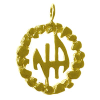 14k Gold Pendant, Narcotics Anonymous NA Initials in a Nugget Style Circle Medium Size