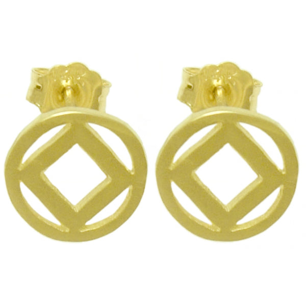 14k Gold Earrings, Narcotics Anonymous NA Symbol Small Stud