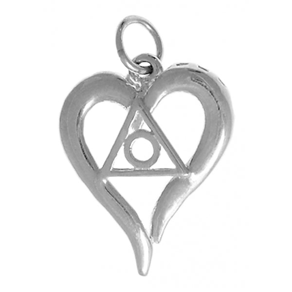 Sterling Silver, Heart Pendant with Family Recovery Symbol, Medium Size