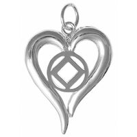 Narcotics Anonymous (NA) Symbol in an Open Heart Pendant