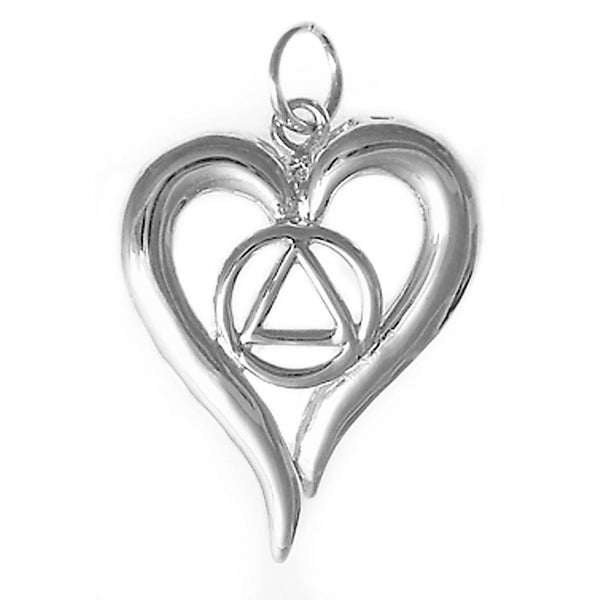 Alcoholics Anonymous (AA) Open Heart Sterling Silver Pendant