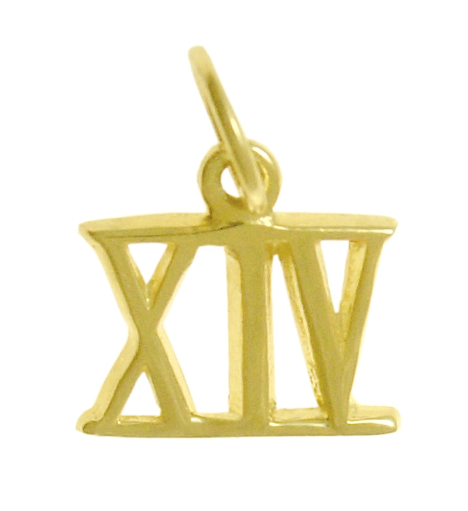 14k Gold Pendant, Small Roman Numerals for Celebrating All Occasions; Anniversary, Birthdays