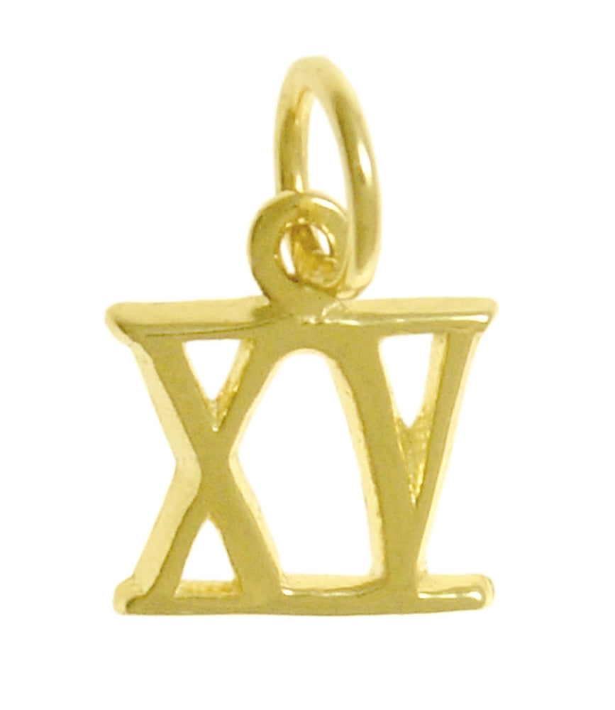14k Gold Pendant, Small Roman Numerals for Celebrating All Occasions; Anniversary, Birthdays