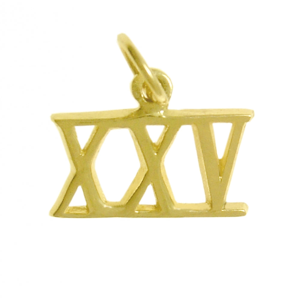 14k Gold Pendant, Small Roman Numerals for Celebrating All Occasions; Anniversary, Birthdays