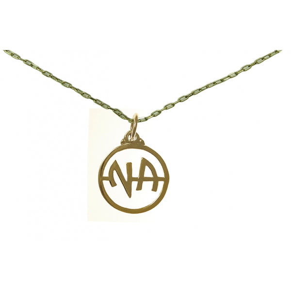 Set of Brass #40 Narcotics Anonymous NA Initial Pendant with Brass Chain, $11.50-$12.50, Chain Available in 3 Different Lengths