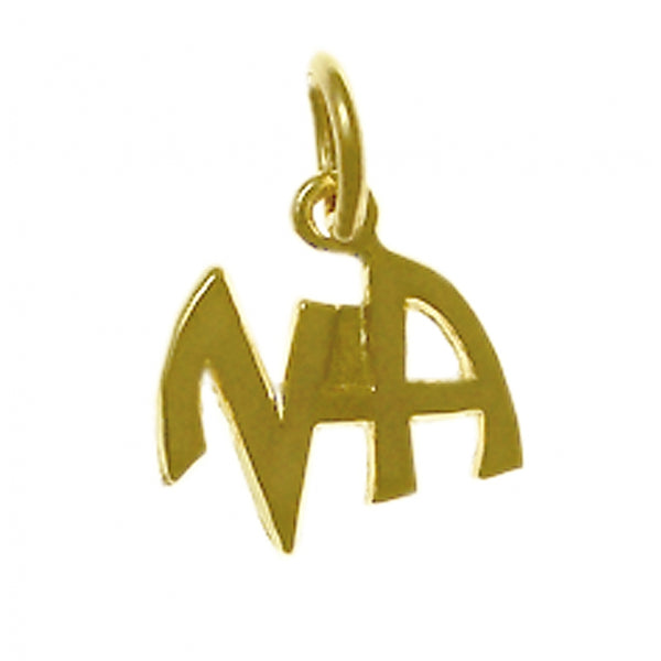 14k Gold Pendant, Small Narcotics Anonymous NA Initials