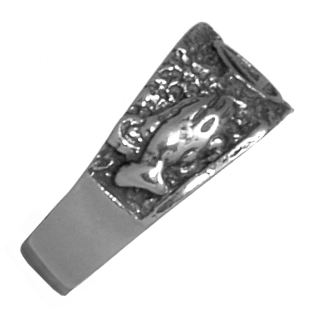 Sterling Silver Mens Square Style Ring with Alcoholics Anonymous AA Symbol in the Center and Praying Hands on each side of  the Band