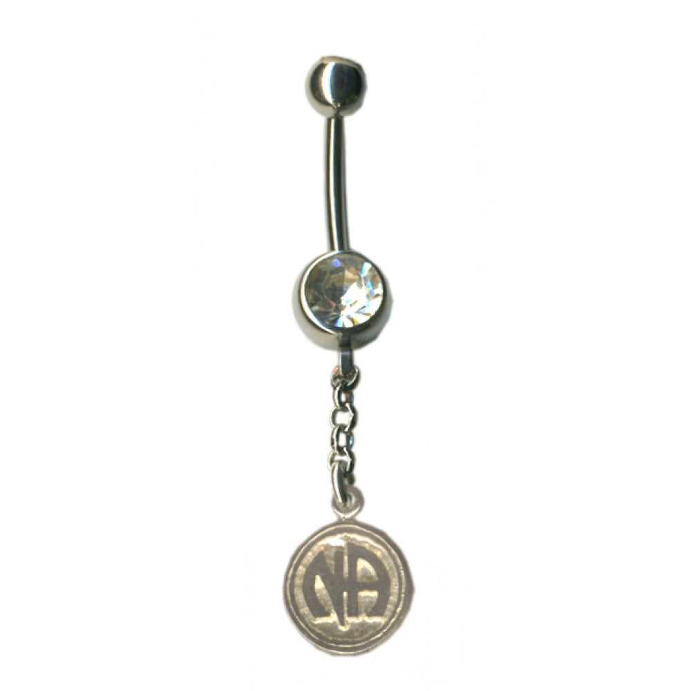 Sterling Silver Body Jewelry, "NA " Initials in Solid Textured Coin Style Circle