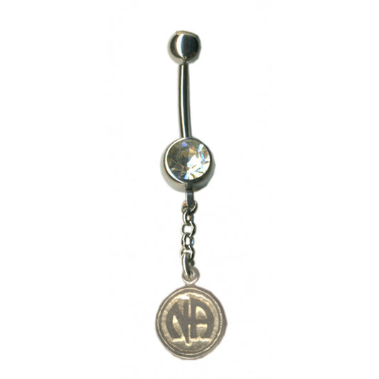 Sterling Silver Body Jewelry, "NA " Initials in Solid Textured Coin Style Circle