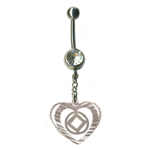 Sterling Silver Body Jewelry,  Heart with Narcotics Anonymous NA Symbol