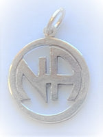 Sterling Silver Pendant, Narcotics Anonymous NA Initials Pendant