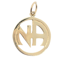 14k Gold Pendant, Narcotics Anonymous NA Initials