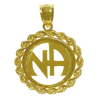14k Gold, Pendant with Large Rope Style Narcotics Anonymous NA Initials