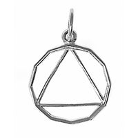 Sterling Silver Pendant, 12 Sided Circle Triangle, Medium Size