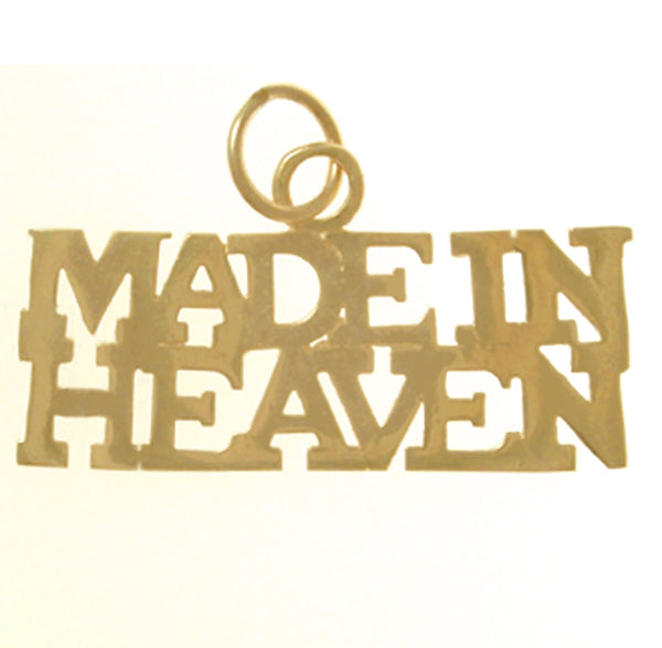 14k Gold, Sayings Pendant, "MADE IN HEAVEN"