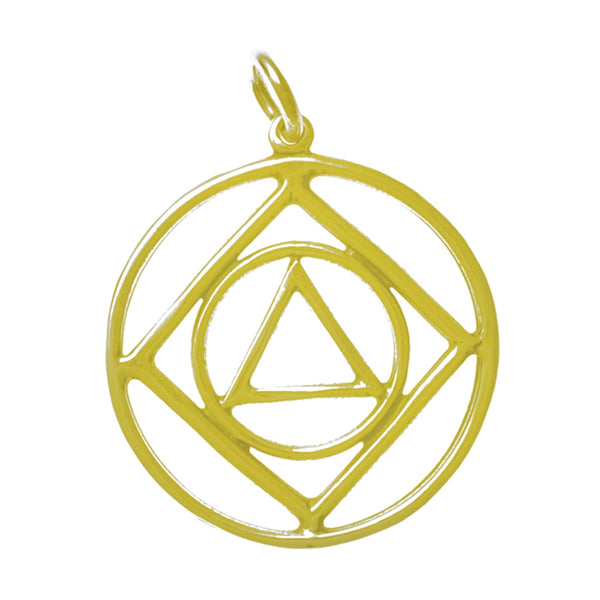 14k Gold Pendant, Alcoholics Anonymous AA & Narcotics Anonymous NA Dual Symbol, Large Size
