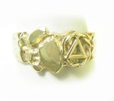 14k Gold Ring, Alcoholics Anonymous AA Symbol Small Nugget