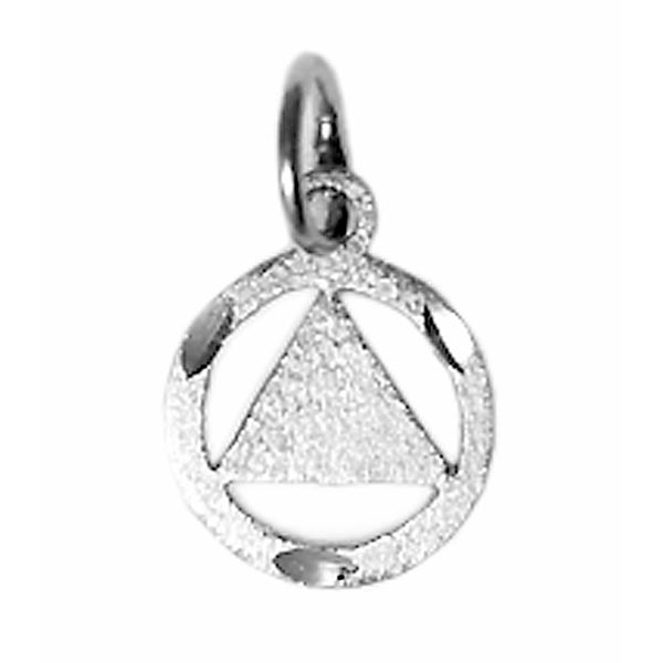 Sterling Silver Pendant, Diamond Cut Circle with Solid Triangle, Small Size