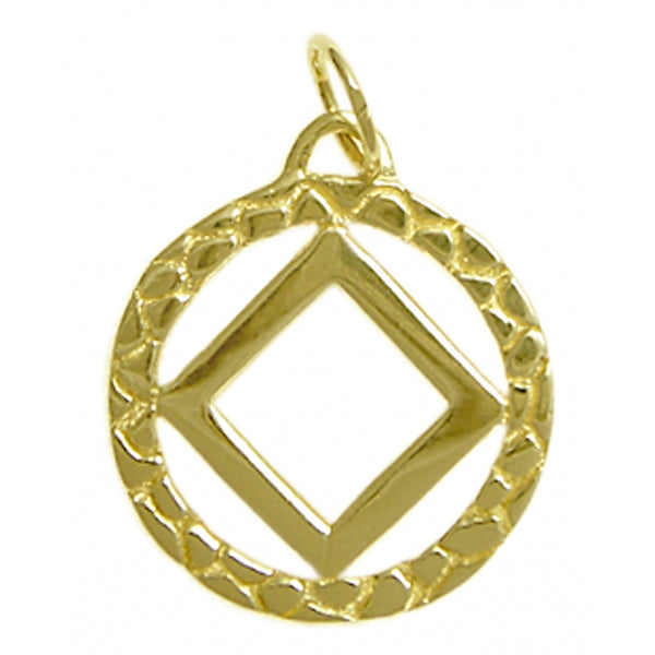 14k Gold Pendant, Narcotics Anonymous NA Nugget Style, Medium Size