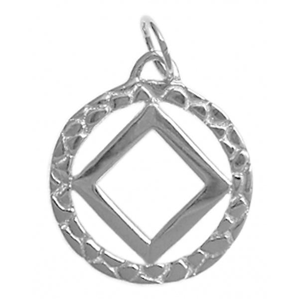 Sterling Silver Pendant, Narcotics Anonymous NA Nugget Style, Medium Size
