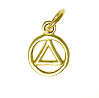 14k Gold Pendant, Small Circle Triangle
