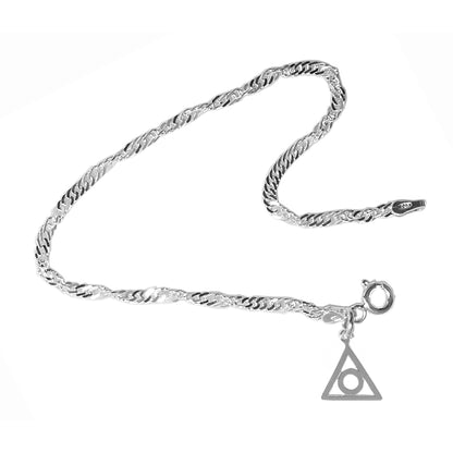 7" Small Singapore Sterling Silver Bracelet with Your Choice of 5 Different Anonymous Charms