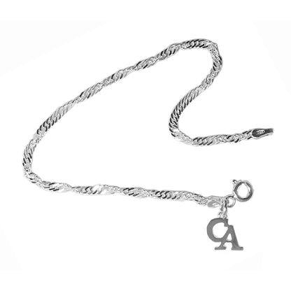 7" Small Singapore Sterling Silver Bracelet with Your Choice of 5 Different Anonymous Charms