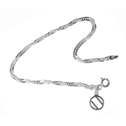 7" Small Singapore Sterling Silver Bracelet with Your Choice of 5 Different Anonymous Charms