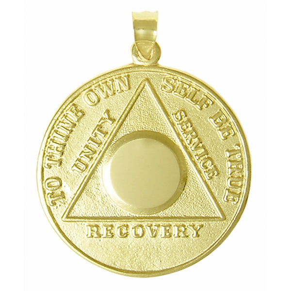 14k Gold, Large Recovery Medallion, Blank Center for Custom Engraving with Numbers or Initials