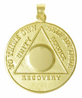 14k Gold, Large Recovery Medallion, Blank Center for Custom Engraving with Numbers or Initials