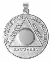 Sterling Silver, Large Recovery Medallion, Blank Center for Custom Engraving with Numbers or Initials