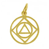 14k Gold Pendant, Alcoholics Anonymous AA & Narcotics Anonymous NA Anonymous Dual Symbol, Medium Size