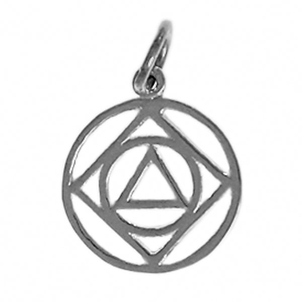 Sterling Silver Pendant, Alcoholics Anonymous AA & Narcotics Anonymous NA Anonymous Dual Symbol, Medium Size