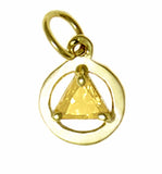 14k Gold Pendant, Small Size, Available in 12 Different 5mm Triangle Colored CZ Birthstones