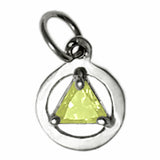 Sterling Silver Pendant, Small Size, Available in 12 Different 5mm Triangle Colored CZ Birthstones
