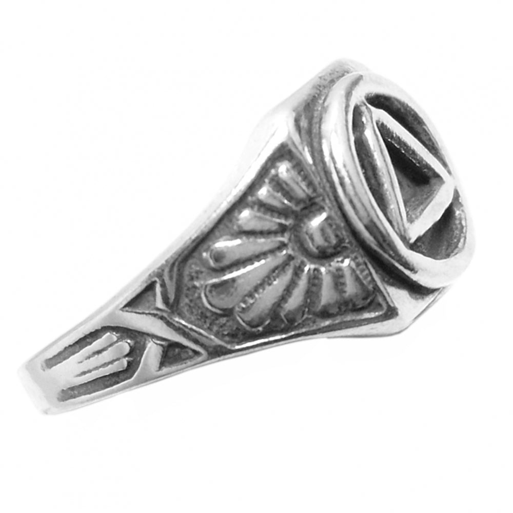 Sterling Silver Ring, Alcoholics Anonymous AA Circle Triangle With Sunrise on both sides of Symbol