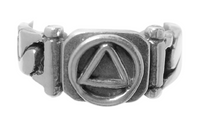 Sterling Silver Ring, Alcoholics Anonymous AA Symbol, Chain Link Style