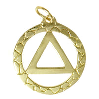 14k Gold Pendant, Alcoholics Anonymous AA Nugget Style, Medium Size