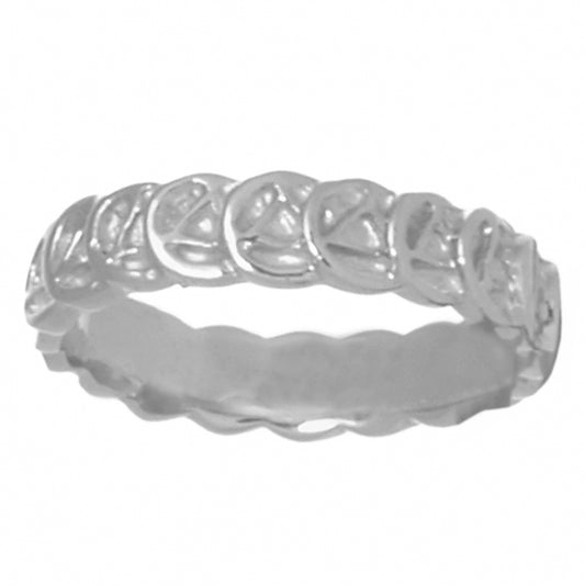 Sterling Silver Ring with Continuous Alcoholics Anonymous AA Symbol Circle Triangle on a Narrow Style Band