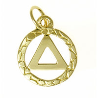 14k Gold Pendant, Alcoholics Anonymous AA Nugget Style, Small Size