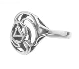 Sterling Silver Ring, Alcoholics Anonymous AA Symbol with a Swirl Style Design