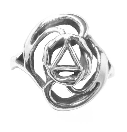Sterling Silver Ring, Alcoholics Anonymous AA Symbol with a Swirl Style Design