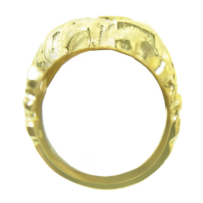 14k Gold, Mens Ring with Narcotics Anonymous NA Symbol in a Wide Nugget Style