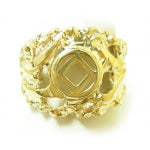 14k Gold, Mens Ring with Narcotics Anonymous NA Symbol in a Wide Nugget Style