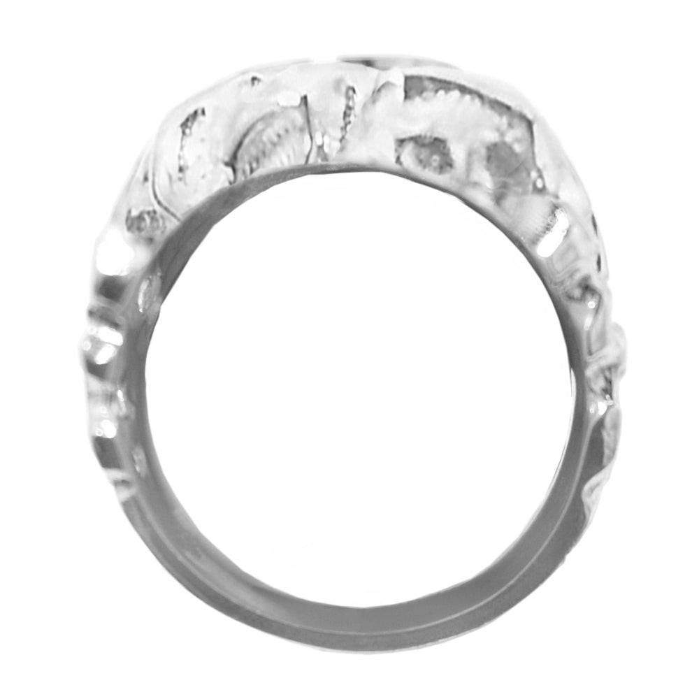 Sterling Silver Mens Ring with Narcotics Anonymous NA Symbol in a Wide Nugget Style