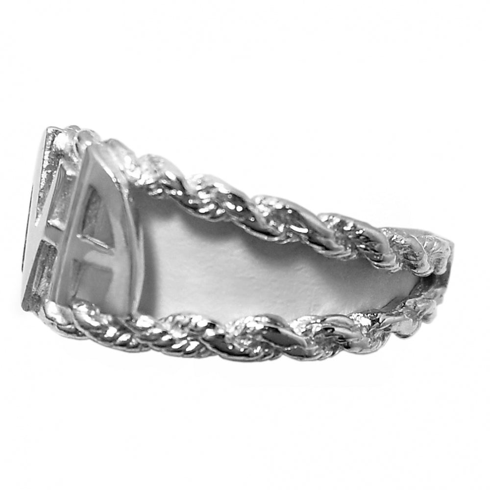 Narcotics Anonymous (NA) Initials Rope Banded Stirling Silver Ring