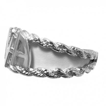 Narcotics Anonymous (NA) Initials Rope Banded Stirling Silver Ring